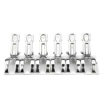 Steel Clothing Drying Hanger Household Washing Clothes Pegs Sealing Clip Clothes Pins File Clip 6 Pcs