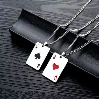 Steel Man Necklace Hip-hop Spades A Necklace for Men and Women Personality Poker Pendant