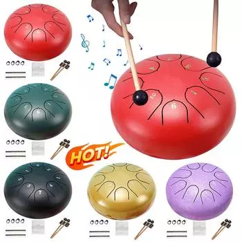 Стальной язычковый барабан 6 дюймов 8 нот ударный инструмент Balmy Drum с молоточками для йоги медитации уникальный подарок Handpan Drum чёрный