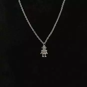 Steel Women Couple Robot Men Pendant Necklace Fashion Design Resistant Chain Korean Style Jewelry серебряный
