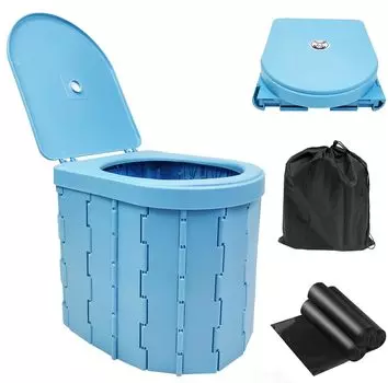 Steelway Портативный Простой Предотвращение Стихийных Бедствий Портативный Временный 15 Экскрементов Временный Стихийный Быстро Открывается и Складывается для Хранения Туалета, синий