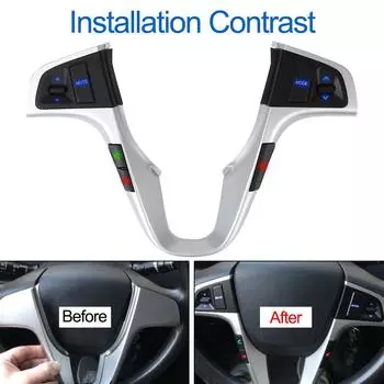Steering Wheel Button Audio Volume Music Control Switch Blue Backlight Bluetooth Car Accessories For Hyundai VERNA SOLARIS