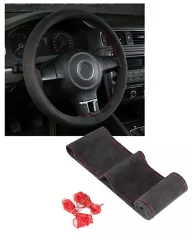 Steering Wheel Cover Braided Steering Cover Suzuki Jimny JB74W JB64W H30.7~ Suzuki Jimny Sierra JB64 JB74 H30.7~ Suede Fabric Black