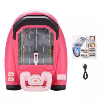 Steering Wheel Racing Car Toy Parent and Child Interactive Racing Game Console for Children Pink розовый