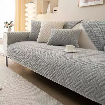 Стеганая бархатная подушка для дивана, кремовая плюшевая осенне-зимняя ткань для диванного полотенца, чехла для дивана 70X70