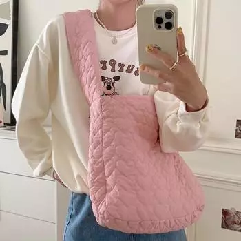 Стеганая хлопковая сумка-тоут Love, дорожная сумка-мессенджер, женская сумка-мессенджер из холста большой вместимости