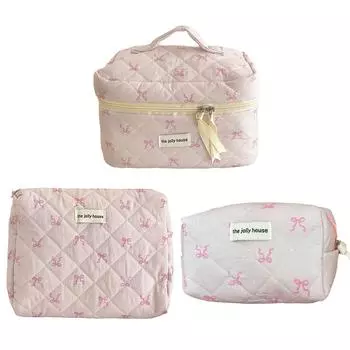 Стеганая косметичка, дорожная косметичка, большая вместительная косметичка-органайзер, эстетичная сумка для хранения макияжа, хлопковая сумка для женщин и девочек Style 3