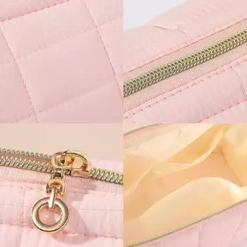 Стеганая косметичка, пуховая косметичка, большая вместительная косметичка-клатч, водонепроницаемая косметичка-облако, сумка для хранения косметики чёрный