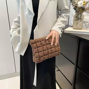 Стеганая косметичка с застежкой-молнией, вельветовый органайзер для косметики, косметичка-органайзер для женщин и девочек чёрный