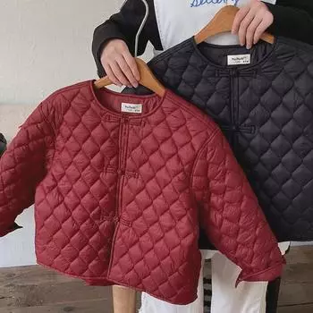 Стеганая куртка из красного хлопка для мальчиков - праздничная одежда на Новый год и Рождество 110 cm чёрный