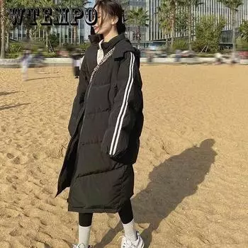 Стеганая куртка осенне-зимнего корейского стиля, свободное пальто большого размера, тонкое пальто средней длины XL