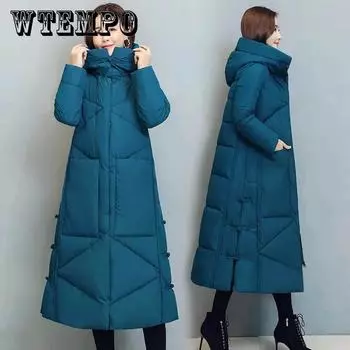 Стеганая куртка в стиле ретро, женская зимняя свободная длинная куртка выше колена в этническом стиле XXXXL