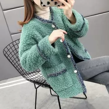 Стеганая куртка женская осенне-зимняя с круглым вырезом, утолщенные теплые и удобные однотонные топы S белый