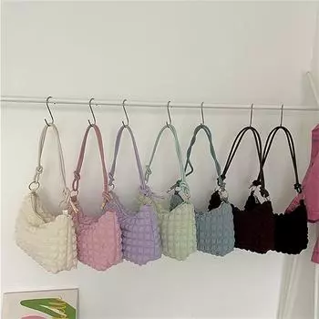 Стеганая мягкая сумка через плечо Плиссированные пузыри Облако Сумка большой вместимости Роскошные сумки-тоут Дизайнерские сумки с рюшами Ведро кофейный