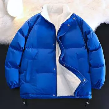 Стеганая одежда мужская бархатная утолщенная модная тенденция универсальная стойка воротник стеганая куртка повседневная свободная красивая модная куртка M
