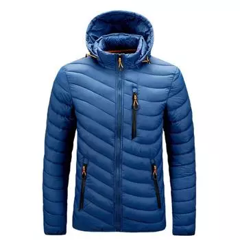 Стеганая одежда мужская большого размера съемная шапка хлопковая одежда осень и зима новая стеганая одежда с капюшоном куртка мужская одежда M