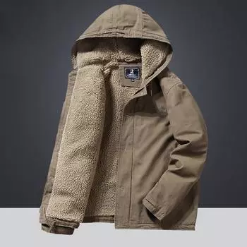 Стеганая одежда Мужская куртка из овечьей шерсти Инструментальная хлопковая одежда Мужская зимняя бархатная утолщенная стеганая куртка с капюшоном для мужчин M