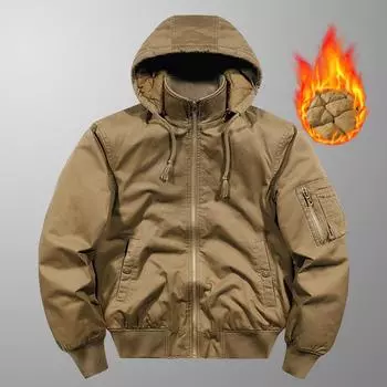 Стеганая одежда Мужская повседневная бархатная утепленная куртка осенне-зимняя многофункциональная ветрозащитная стеганая хлопковая куртка M чёрный