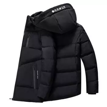 Стеганая одежда Мужская теплая утолщенная куртка с капюшоном Зимняя одежда Корейская версия Пуховая хлопковая утепленная одежда Мужская утолщенная хлопковая утепленная куртка M серый