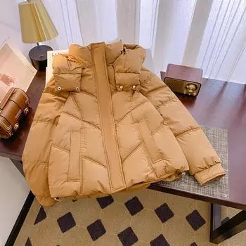 Стеганая одежда, новая свободная куртка, стеганая куртка, женская куртка с капюшоном, утепленный темперамент S чёрный