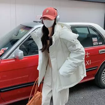 Стеганая одежда женская 2024 зимняя новая версия серая любовь короткая пуховая хлопковая одежда студенческая большой размер пара хлебная одежда M чёрный