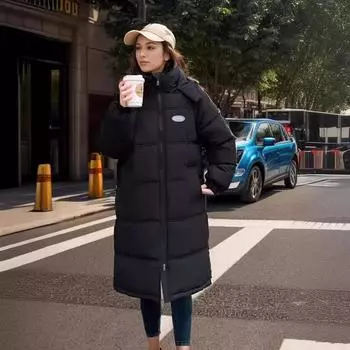 - стеганая одежда женская длинная выше колена зимняя новая хлопчатобумажная стеганая куртка свободная утолщенная хлопчатобумажная стеганая одежда ins tide, пальто S