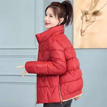 Стеганая одежда женская прилив 2024 новая версия утолщенная пуховая стеганая одежда маленькие стеганые куртки повседневная универсальная куртка с воротником-стойкой M чёрный