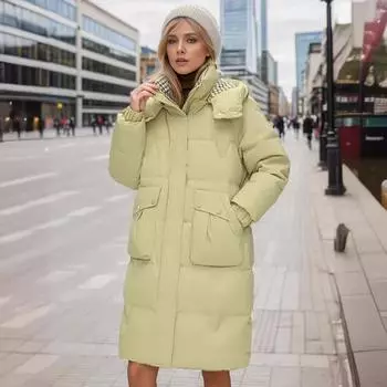 - стеганая одежда женская средняя и длинная одежда для хлеба зимние новые куртки на хлопковой подкладке большие размеры утолщенные куртки на хлопковой подкладке M красный