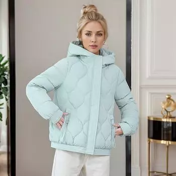 Стеганая одежда женская высокого класса женская мода высокого класса одежда с капюшоном клетчатые утолщенные теплые куртки L светло-зеленый