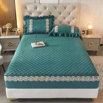 Стеганая простыня, трехсекционная хлопковая подкладка, противоскользящий защитный чехол для матраса, грязеотталкивающий чехол 150cmx200cm 1pcs