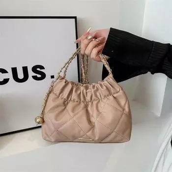 Стеганая сумка-цепочка для женщин, простая сумка-ведро, сумка через плечо на одно плечо чёрный