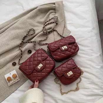 Стеганая сумка-цепочка на одно плечо в стиле Ins знаменитости из интернета Wine Red large