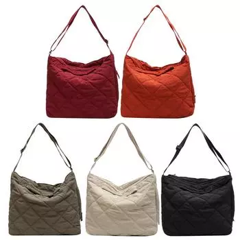 Стеганая сумка через плечо, хлопковая сумка-мессенджер большой вместимости для офисной работы, путешествий красный