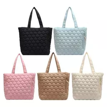 Стеганая сумка через плечо, модные зимние повседневные сумки с мягкой хлопковой подкладкой для работы чёрный