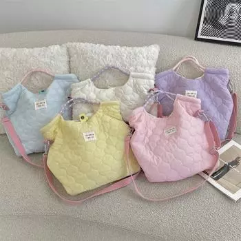 Стеганая сумка Macaron Love Cute Gourd, переносная холщовая сумка, большая вместимость, универсальная сумка-тоут, сумка-мессенджер