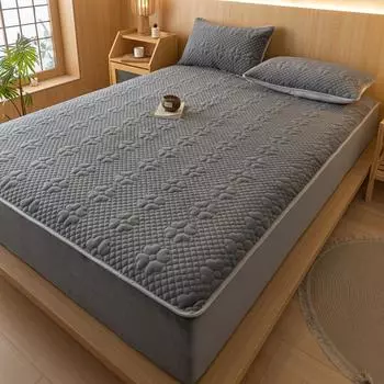 Стеганая воздушная простыня из молочного бархата Huaman, однотонная трехмерная нескользящая массажная наматрасница, чехол для кровати Simmons 120*200cm