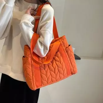 Стеганая женская большая сумка, модная пышная сумка через плечо, мягкая сумка для школы и работы чёрный