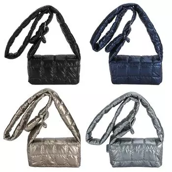 Стеганая женская сумка-мессенджер, повседневная, клетчатая, с хлопковой подкладкой, нейлоновая пряжка, осенне-зимний клапан, мягкий однотонный цвет для шопинга и путешествий синий