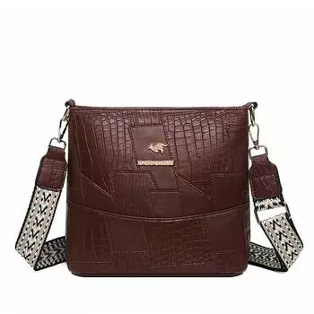 Стеганая женская сумка ПУ сумка через плечо сумка-ведро кофейный