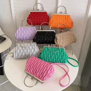 Стеганая женская сумка Винтажные сумки-тоуты для женщин Элегантная офисная сумка Трендовая сумка через плечо Плиссированная роскошная дизайнерская сумка для женщин чёрный