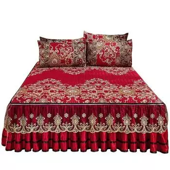 Стеганое кружево с вышивкой на молнии, летние охлаждающие покрывала Queen King, полное покрывало на кровать, складная юбка, наволочка, 3 шт. 150x200cm 59x79inch