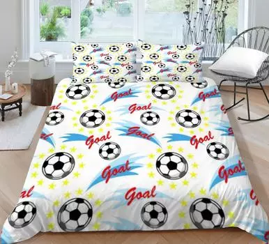 Стеганое одеяло Комплекты постельных принадлежностей Комплект 3D Футбол Печать Кровать Дети Женщина Подарок Полиэстер Домашний текстиль Микрофибра Дышащая Single 135x200cm