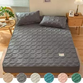 Стеганое утолщенное постельное белье из соевого волокна, наматрасник, защитный чехол для кровати, простыня, покрывало, простыни без наволочки 90*200cm зелёный