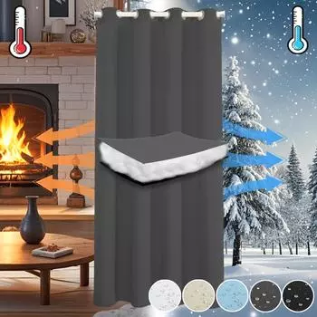 Стеганые 100% затемняющие дверные шторы для гостиной, прочные оконные шторы, люверсы, разделители комнат, зимние плотные тепловые шторы 110x203cm белый