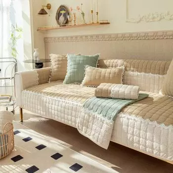 Стеганые бархатные чехлы для диванов, чехлы для диванов, 1, 2, 3, 4, 5 местных, кружевные секционные диваны, кресла, защита для мебели, мягкие, теплые, нескользящие 70x70