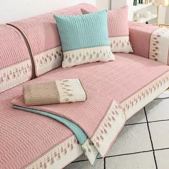Стеганый чехол для дивана с вышивкой перьями для гостиной, коврик для дивана, чехол для подушки, чехол для дивана, защита для мебели, домашний декор Pillow Case 1PC