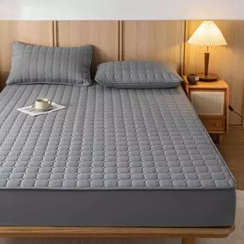 Стеганый чехол для простыни премиум-класса - однотонный защитный чехол для матраса, пыленепроницаемый, в комплекте, цельный.