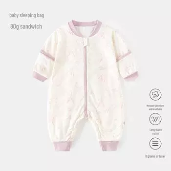 Стеганый детский спальный мешок: Многофункциональная пижама на молнии для новорожденных — противоударная, утепленная, на весну, осень и зиму 100cm