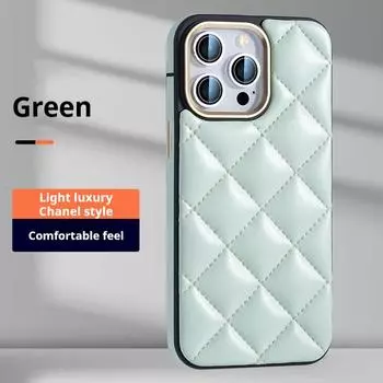 Стеганый кожаный чехол для iPhone 12 - 16 - Стильный, защитный и в нескольких цветах! iPhone 12 зелёный