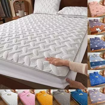 Стеганый наматрасник для кровати, утолщенная простыня на подкладке, приятный для кожи наматрасник с эластичной лентой, покрывало, постельное белье (Нет наволочки) 90x200cm Only A Sheet